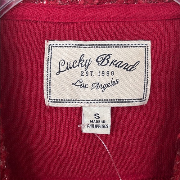Brand New Lucky Brand Red Metallic Knit Shawl Open Front Drape Cardigan Sweater - Picture 5 of 16